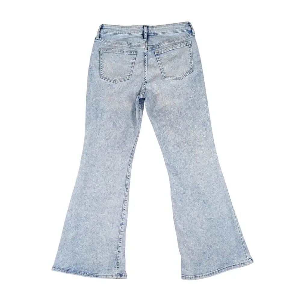 GAP Kids High Rise 70s Flare Jeans Girls 14 Plus Stretch Denim Light Acid Wash